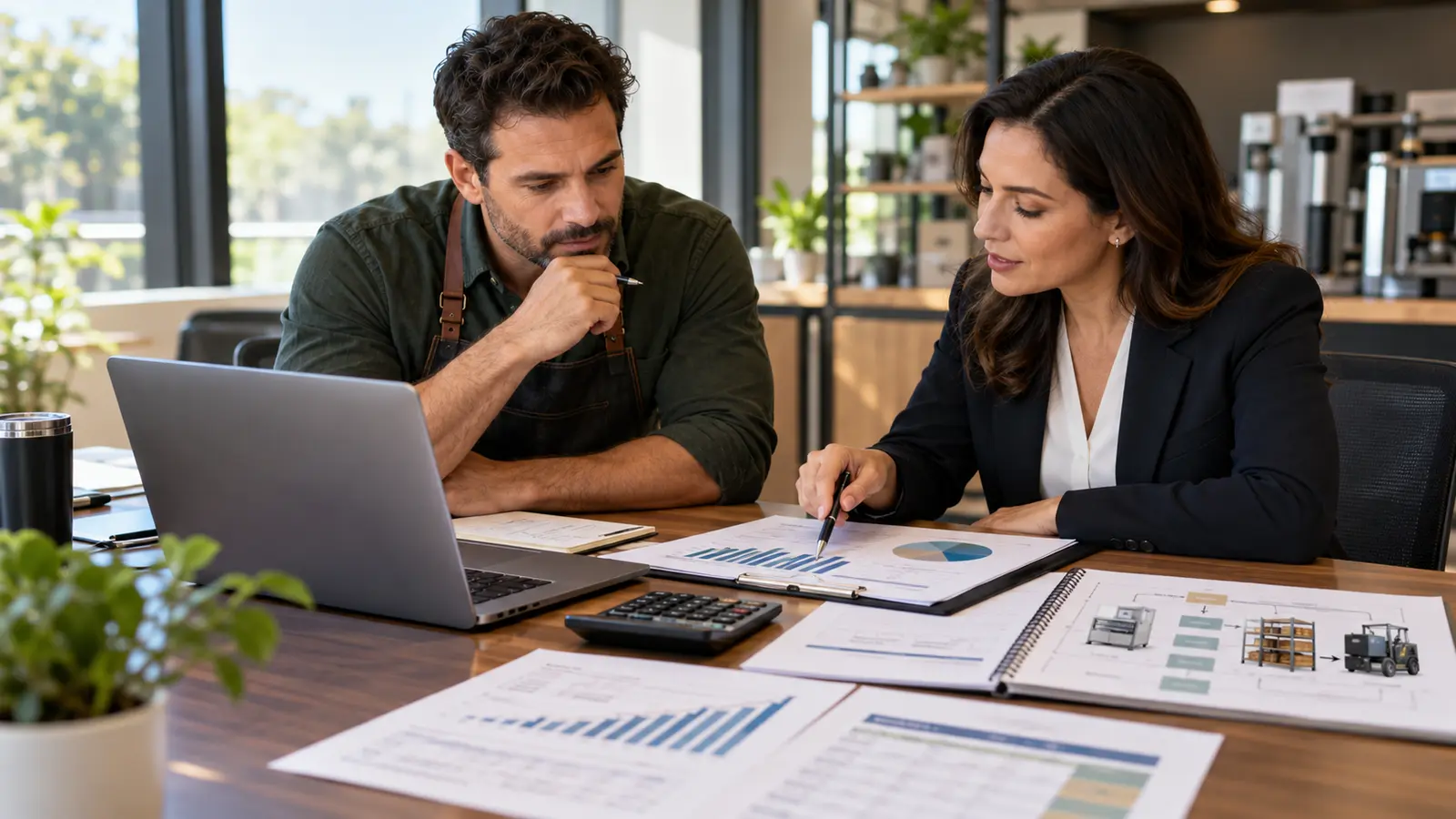 Business owner and financial professional building a practical capital request