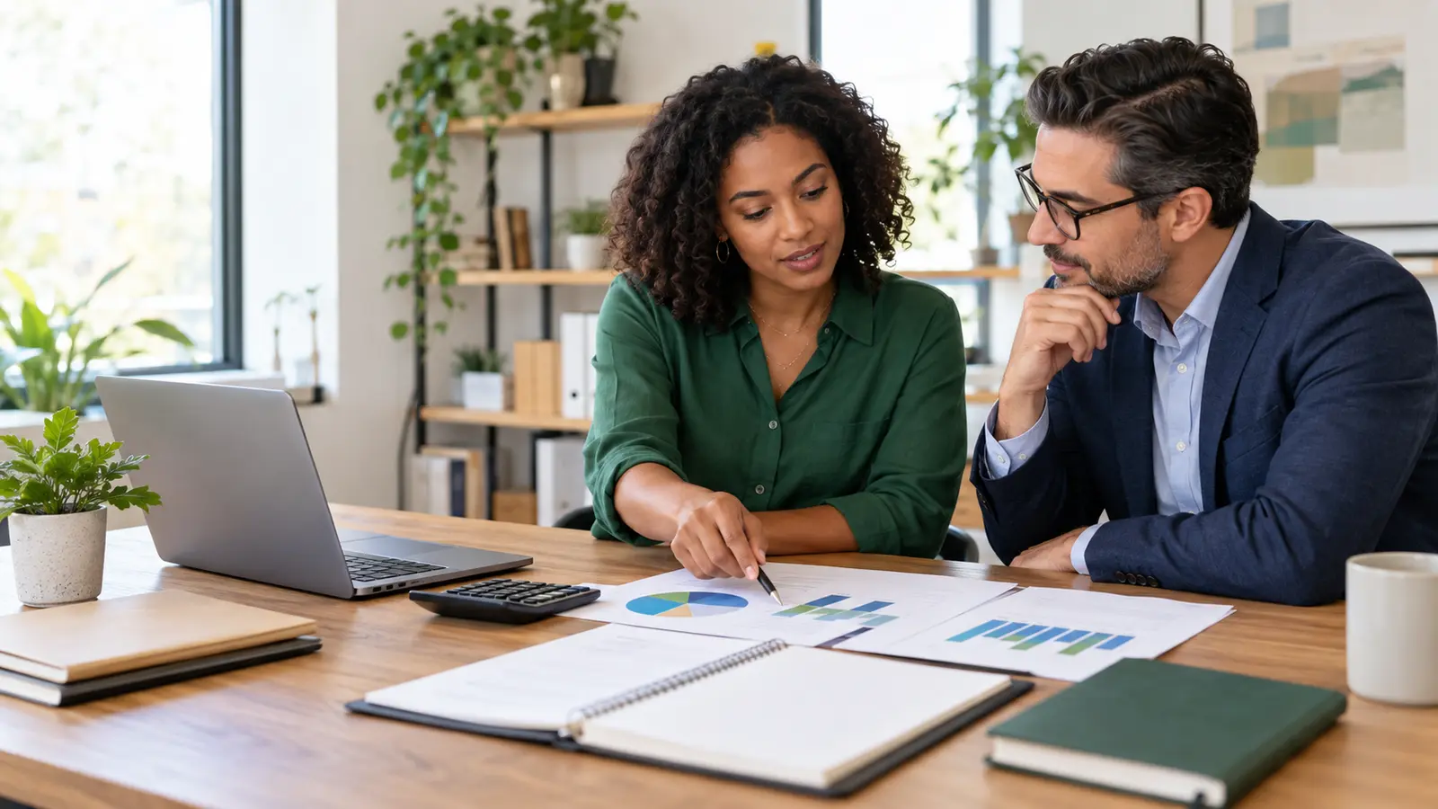 Business owner and adviser reviewing a cash-flow gap and funding plan