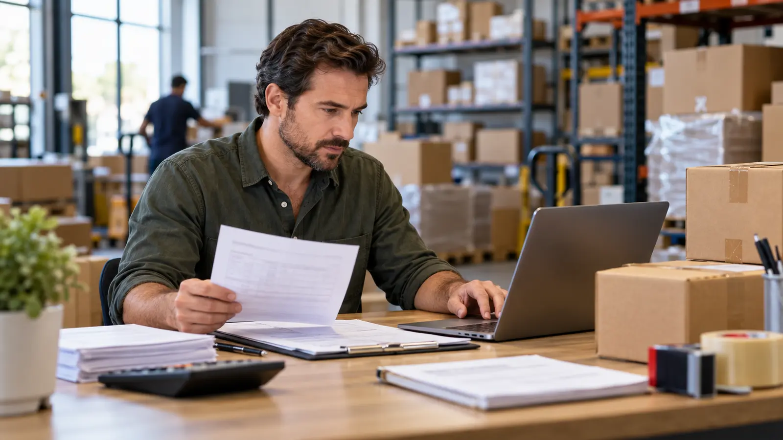 Business invoice prepared for accounts receivable financing review