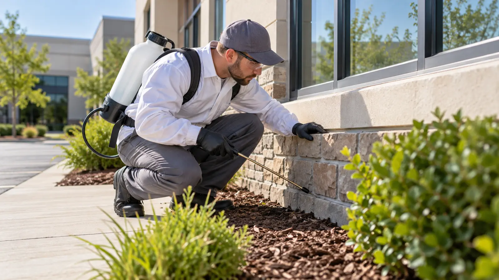 Pest control company owner reviewing service routes, technicians and equipment